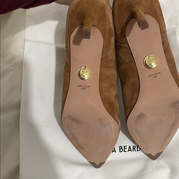 Lisa Mid-Heel Ankle Boot in Tan Suede - Picture 8 of 9